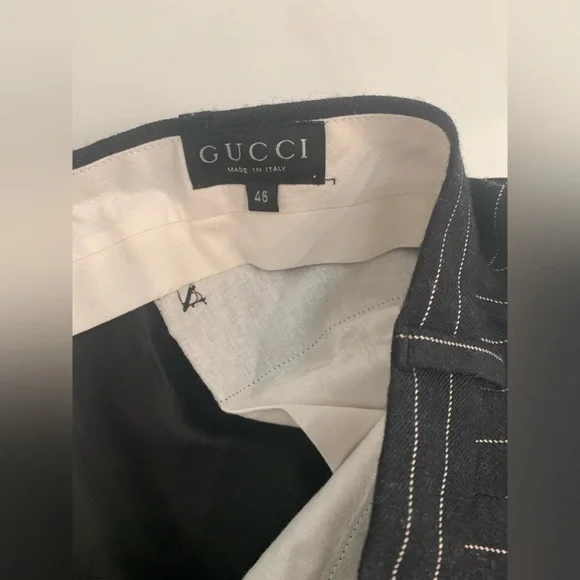 Gucci suit women coat duster 44 pants 46 dark blue/stripe - Picture 6 of 16